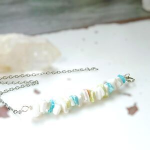 Dainty Seashell Anklet, Beaded Anklet, Minimalist Jewelry, 8.5"